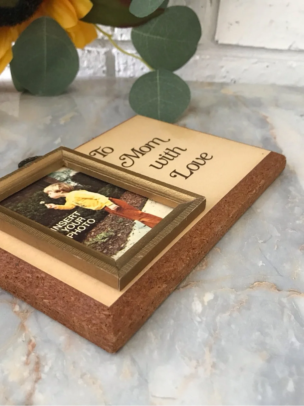 Vintage Cork To Mom With Love Decorative Photo Frame Brown and Gold